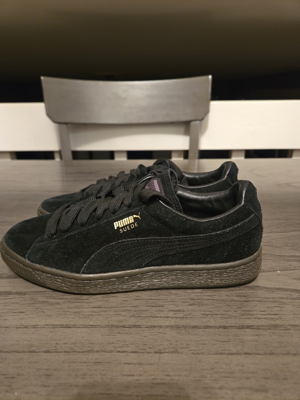 PUMA SUEDE CLASSIC CASUAL ALL BLACK ORIGINAL SNEAKERS Womens SIZE 6